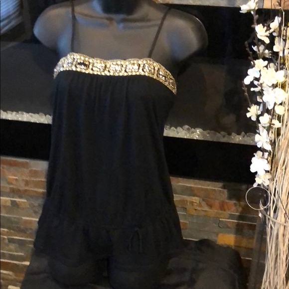 Xhilaration Tops - Black Beaded Xhilaration Spaghetti Strap Top